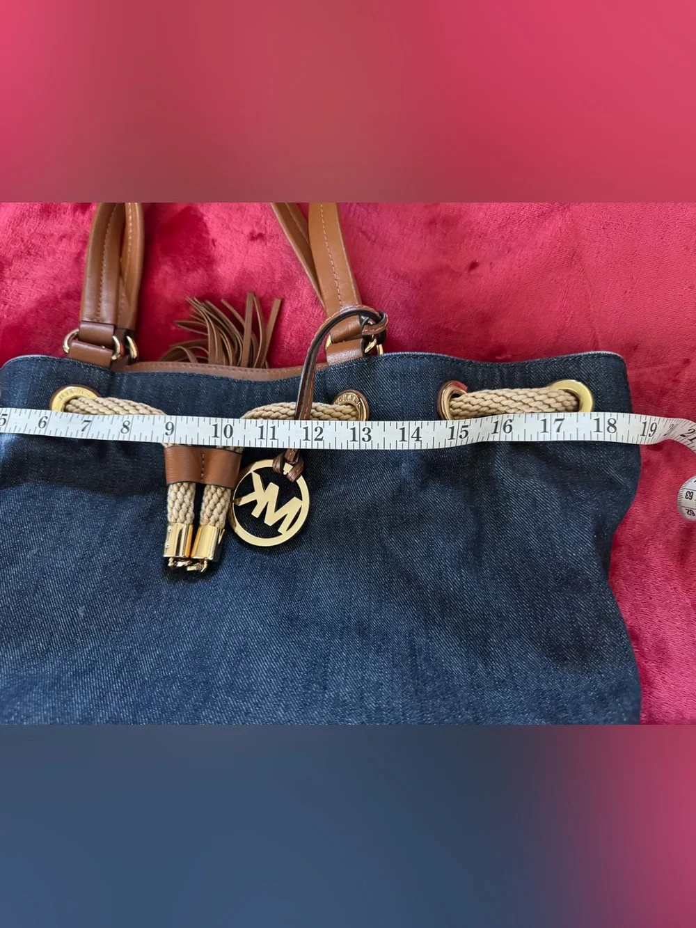 Michael Kors Denim Bag with brow and gold accents